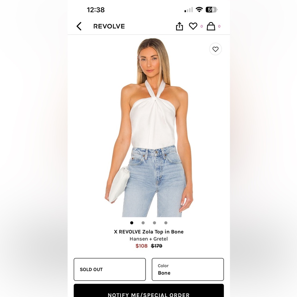 Hansen and Gretel Zola Top in Bone - small, worn once